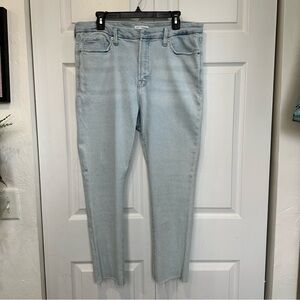 Good American Blue Raw Hem Good Legs Cigarette High-Rise Jeans Size 15 GUC